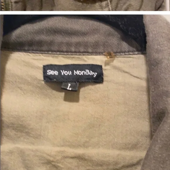 Distressed Green Army Style Jacket with Light Sequin - Picture 5 of 6